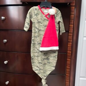 Camo and Red Santa Hat Kids Pajamas